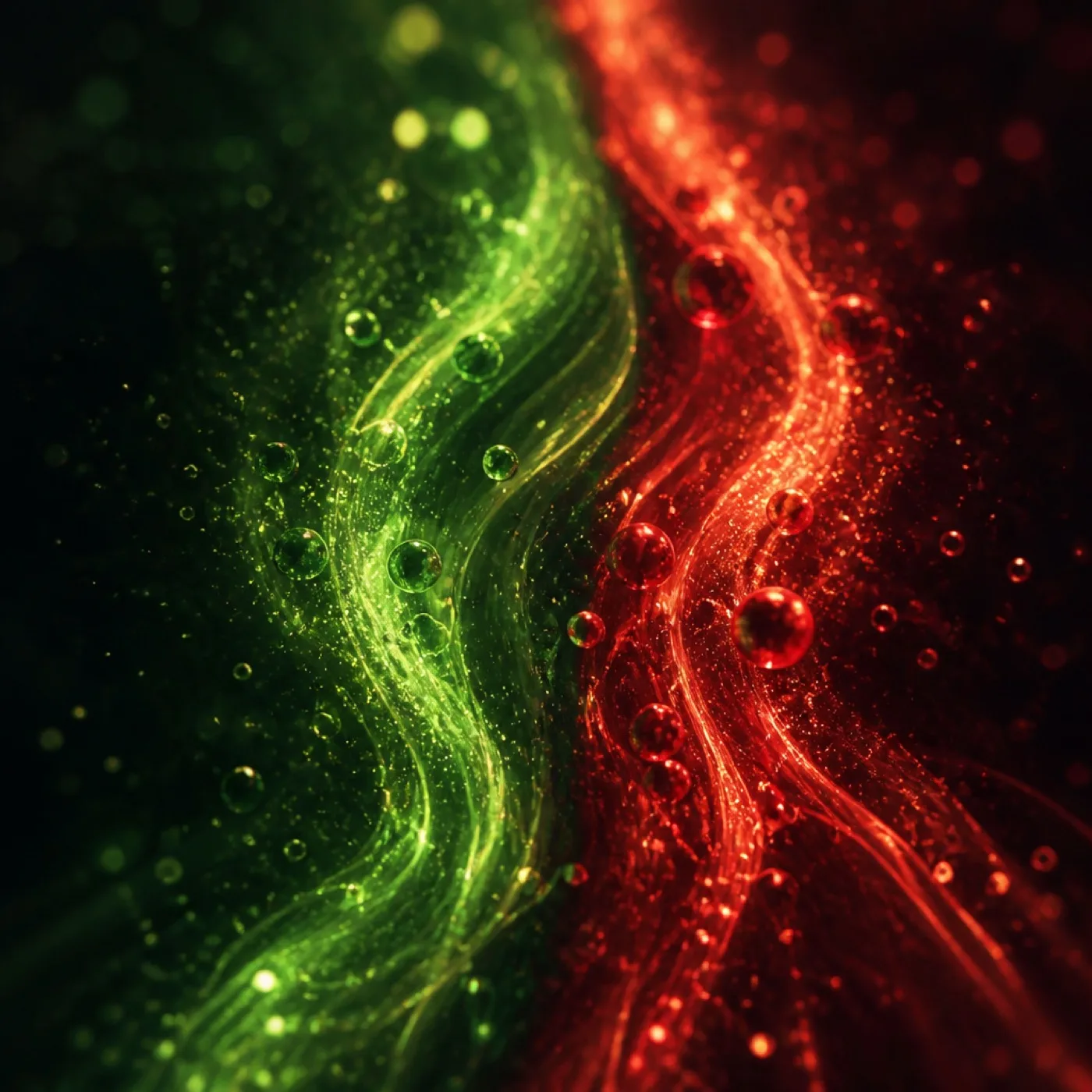 Green and red streams in a conceptual illustration
